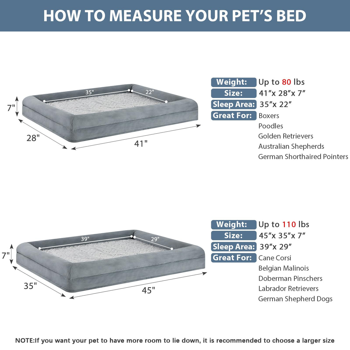 XL Extra Large Orthopedic Dog Bed H342