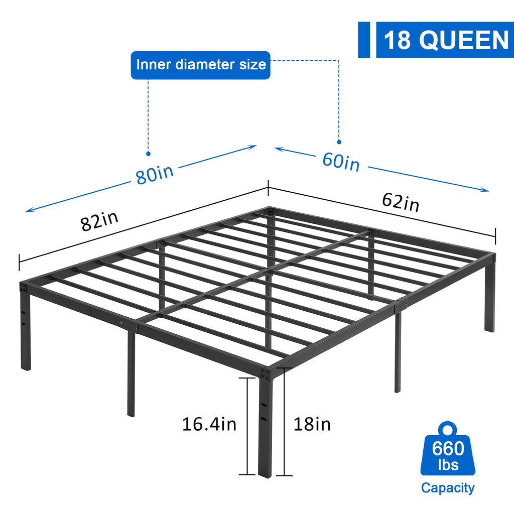Queen Size Metal Platform Bed Frame E7004