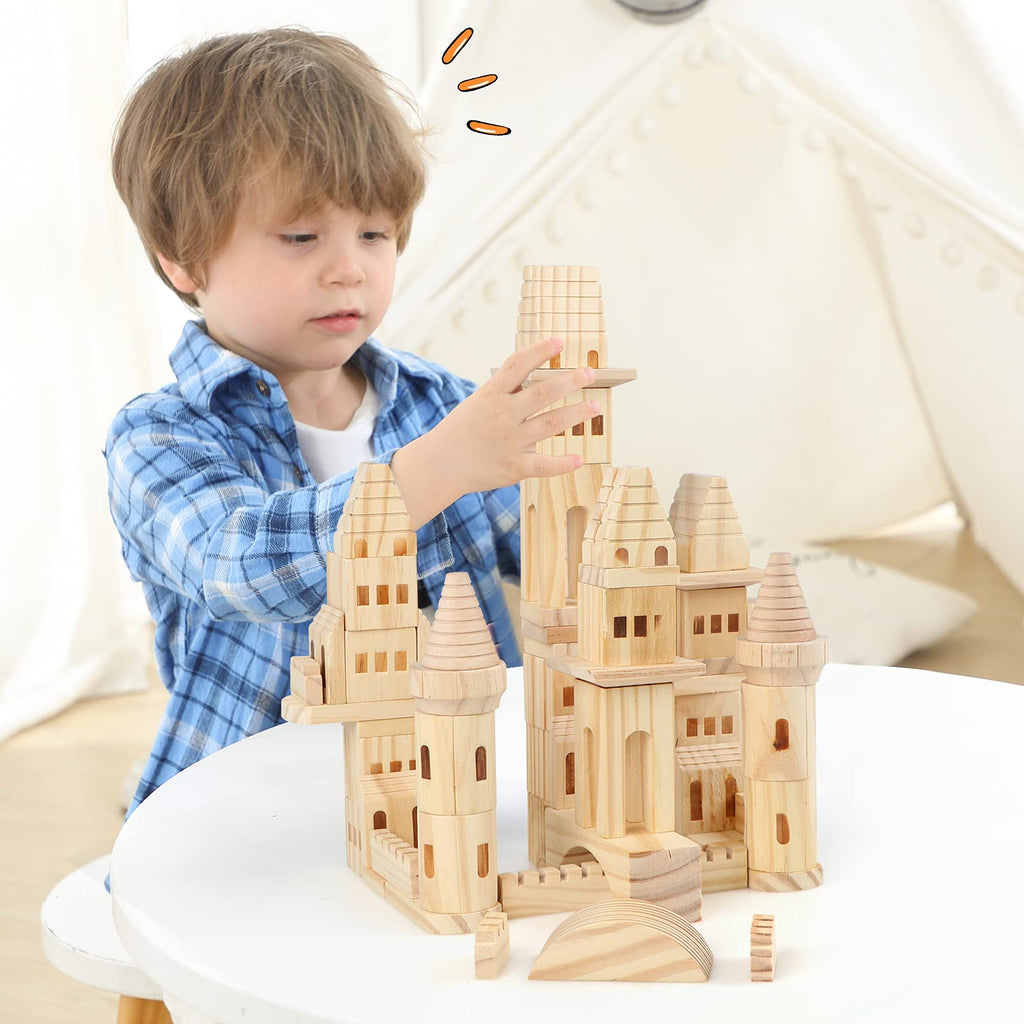 75 Pieces Wooden Castle Building Blocks U9516
