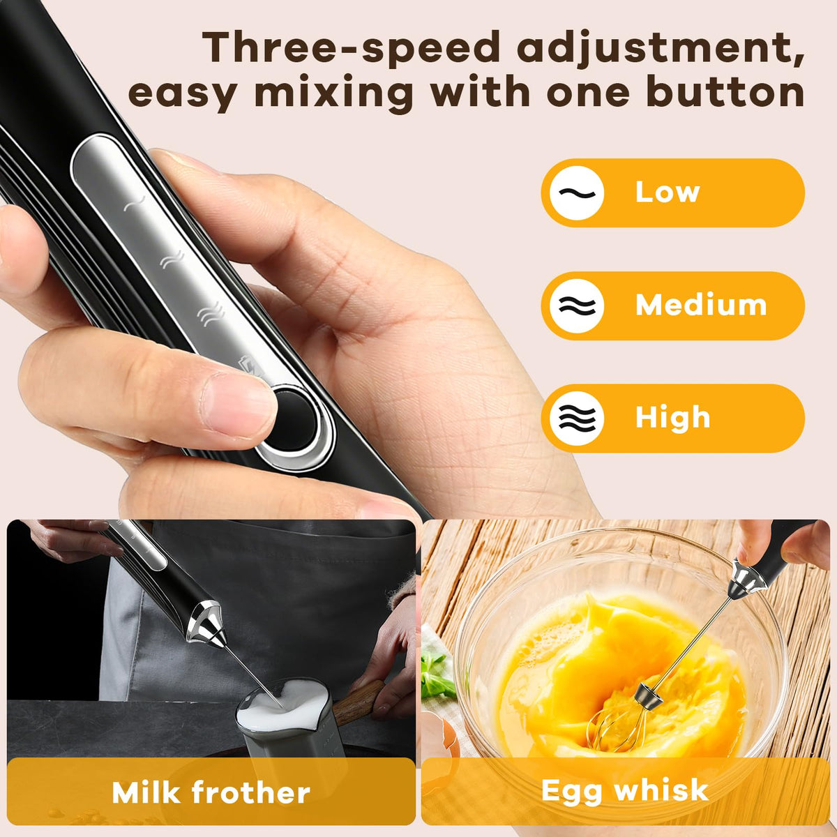 Handheld Rechargeable Milk Frother with Stand I495