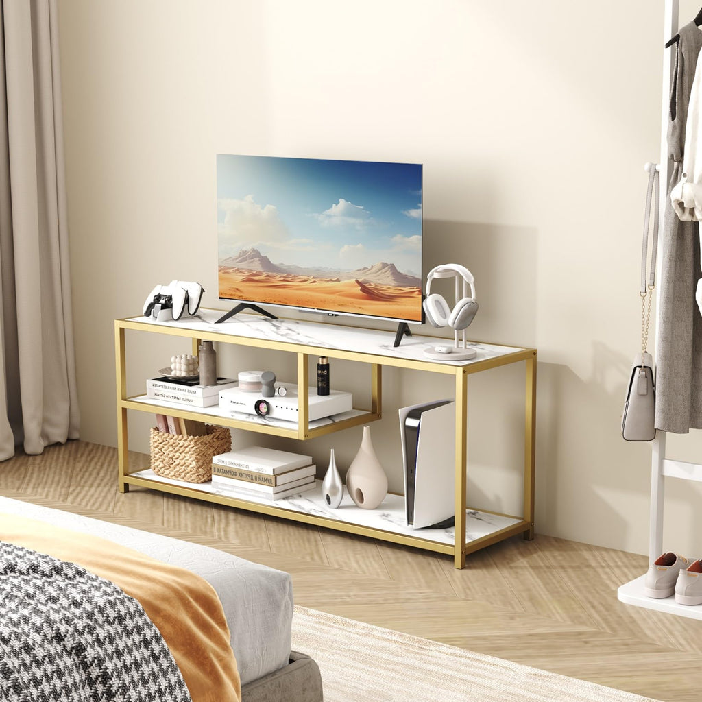 TV Stand for TVs up to 55 Inch, 3 Tier Media Console with Open Storage Shelves Y18368