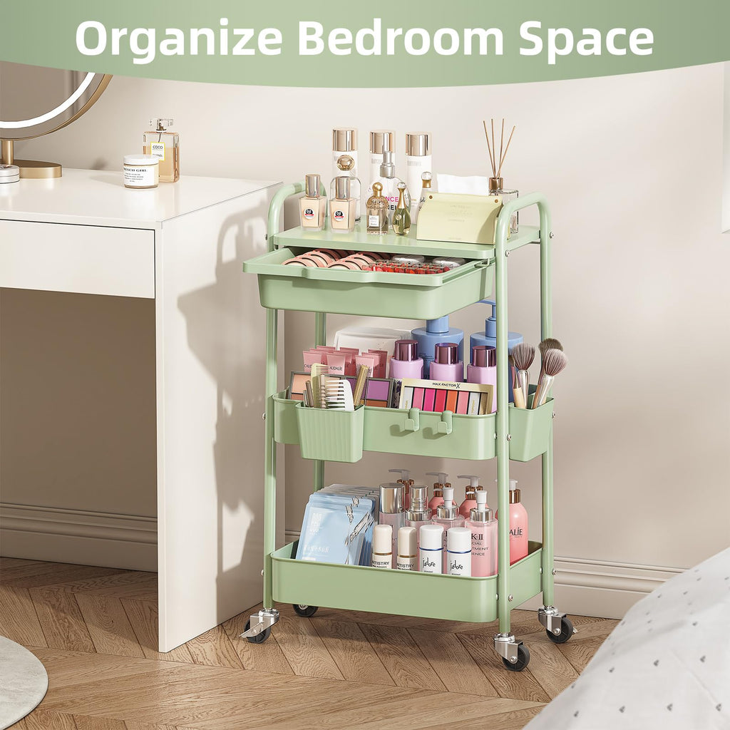 3 Tier Metal Rolling Cart with Drawer K516001