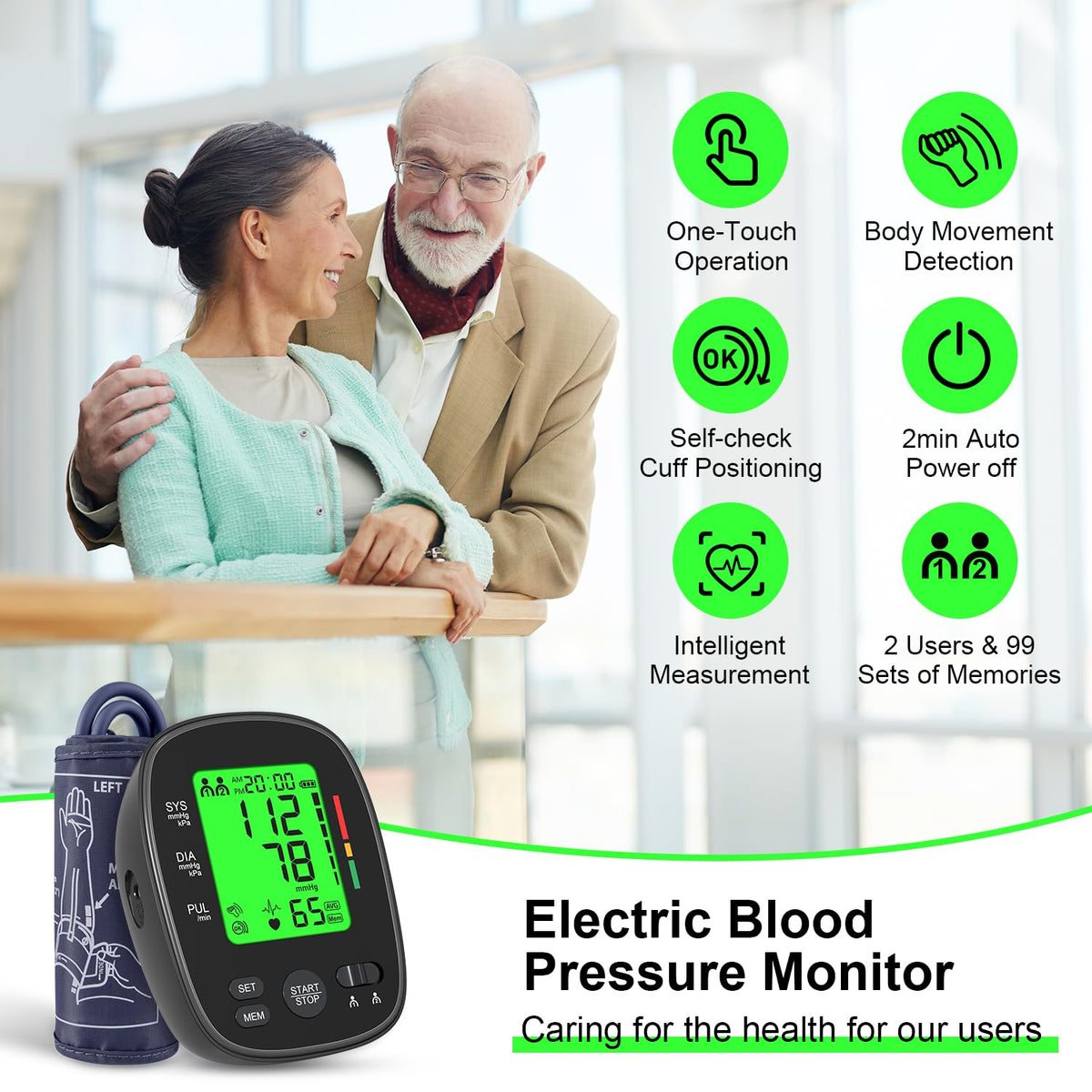 Upper Arm Blood Pressure Monitor Large Cuff LCD Digital Display S99641