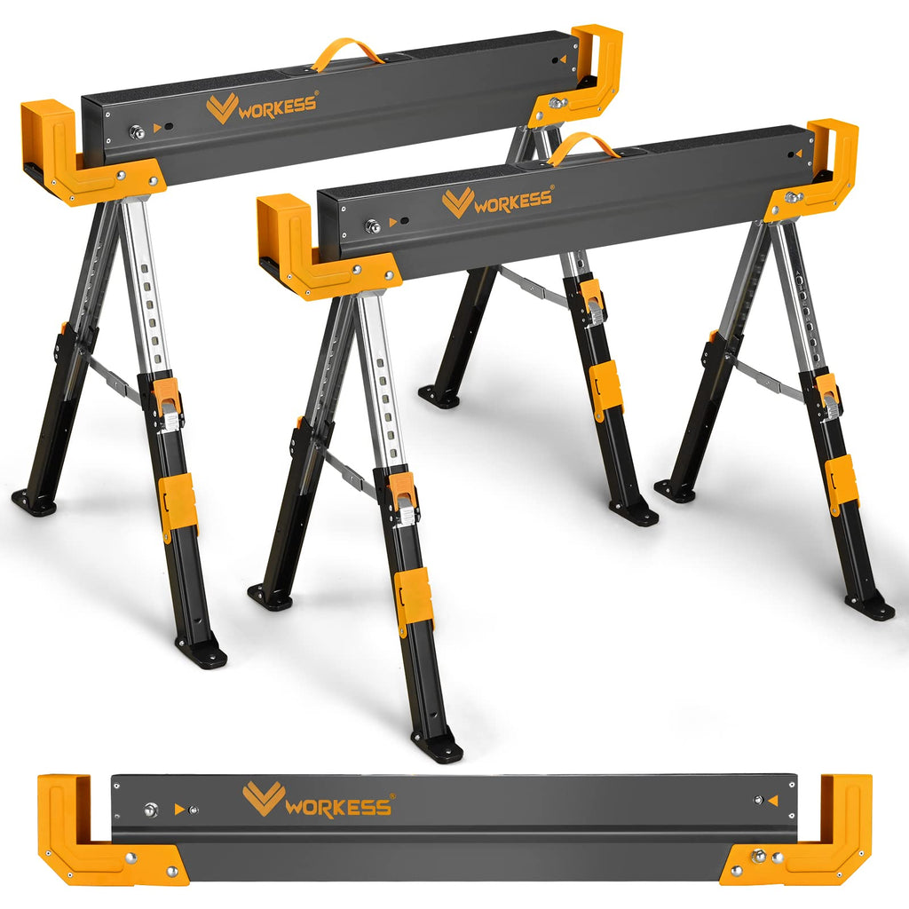 2 Pack Folding Saw Horses 2600 Lbs Adjustable Height O2046