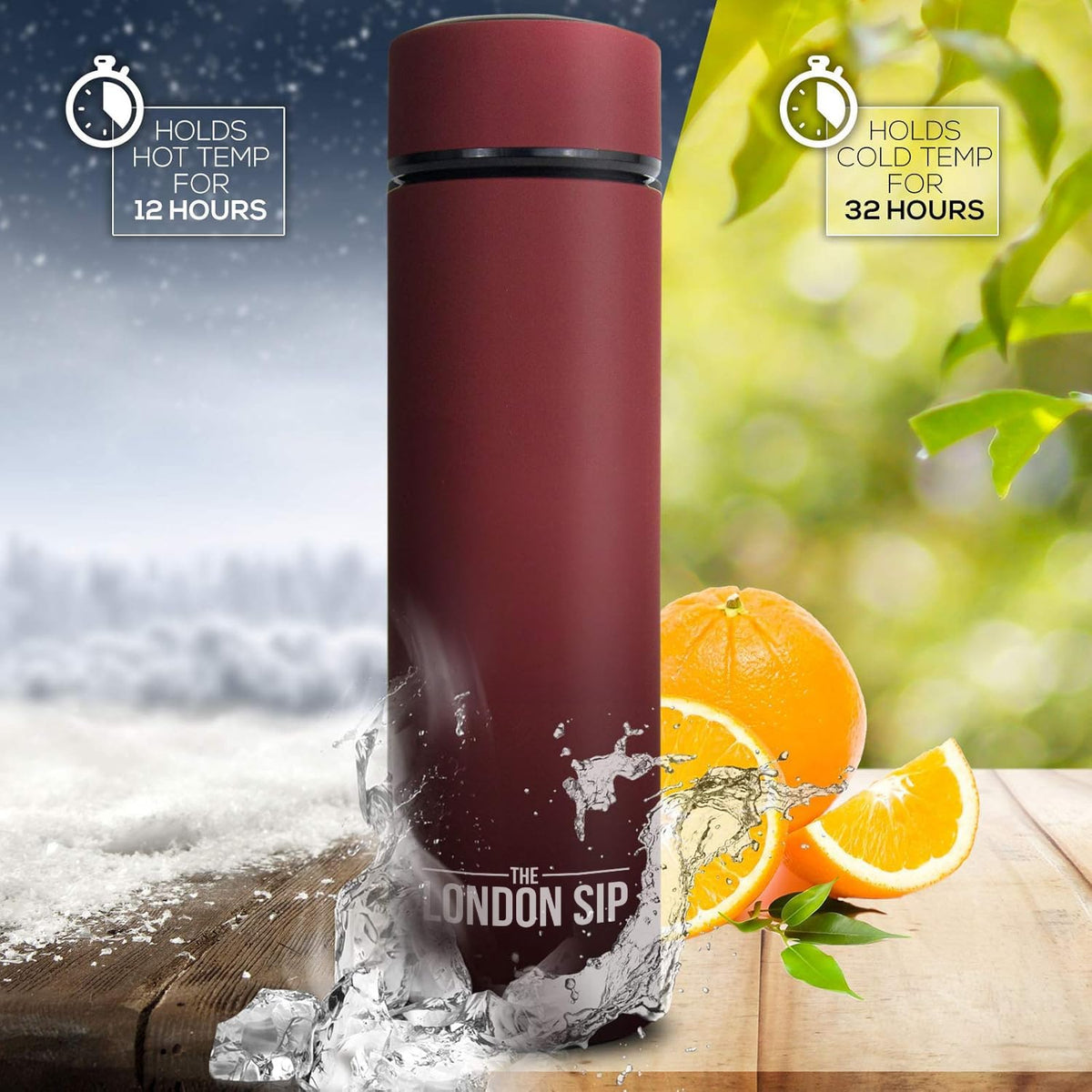 Travel Mug and Tumbler Hot and Cold Double Wall Stainless Steel Thermos, Sacred Red, Pack of 2 G323691