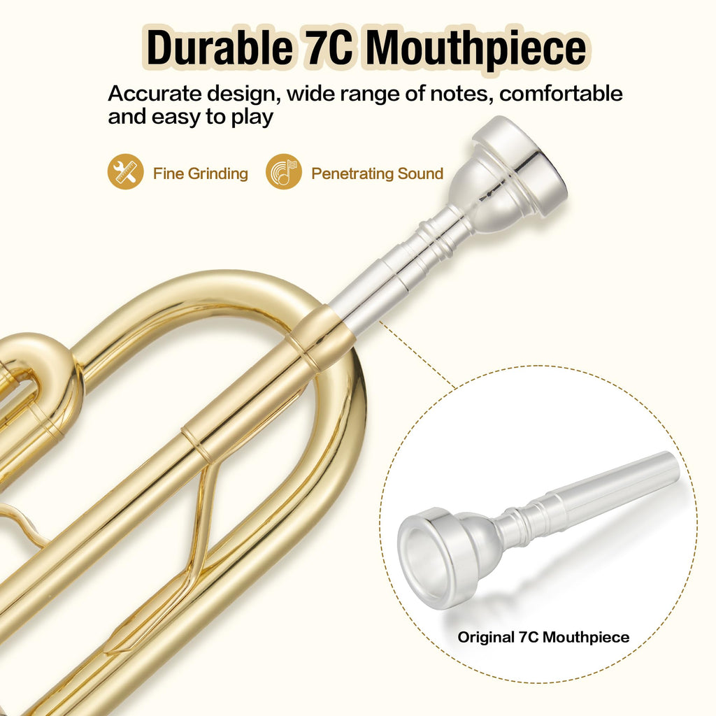Brass Standard Trumpets with Bag, Mouthpiece, Strap, Gloves, Cleaning Cloth, Trumpet Oil X606560
