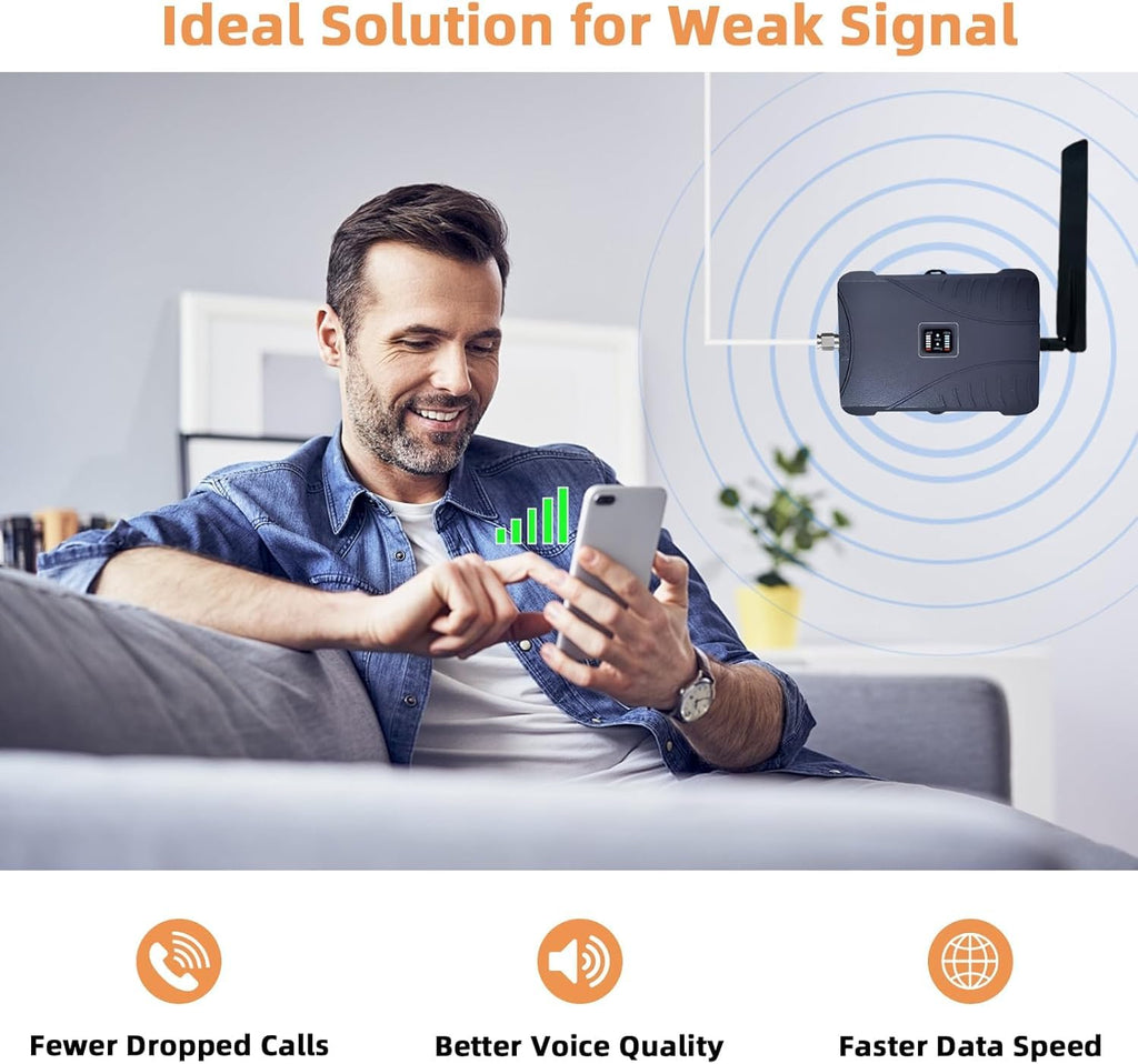 Cell Phone Signal Booster for Home Up to 2,500 sq ft Band 5/12/13/17 Q4461