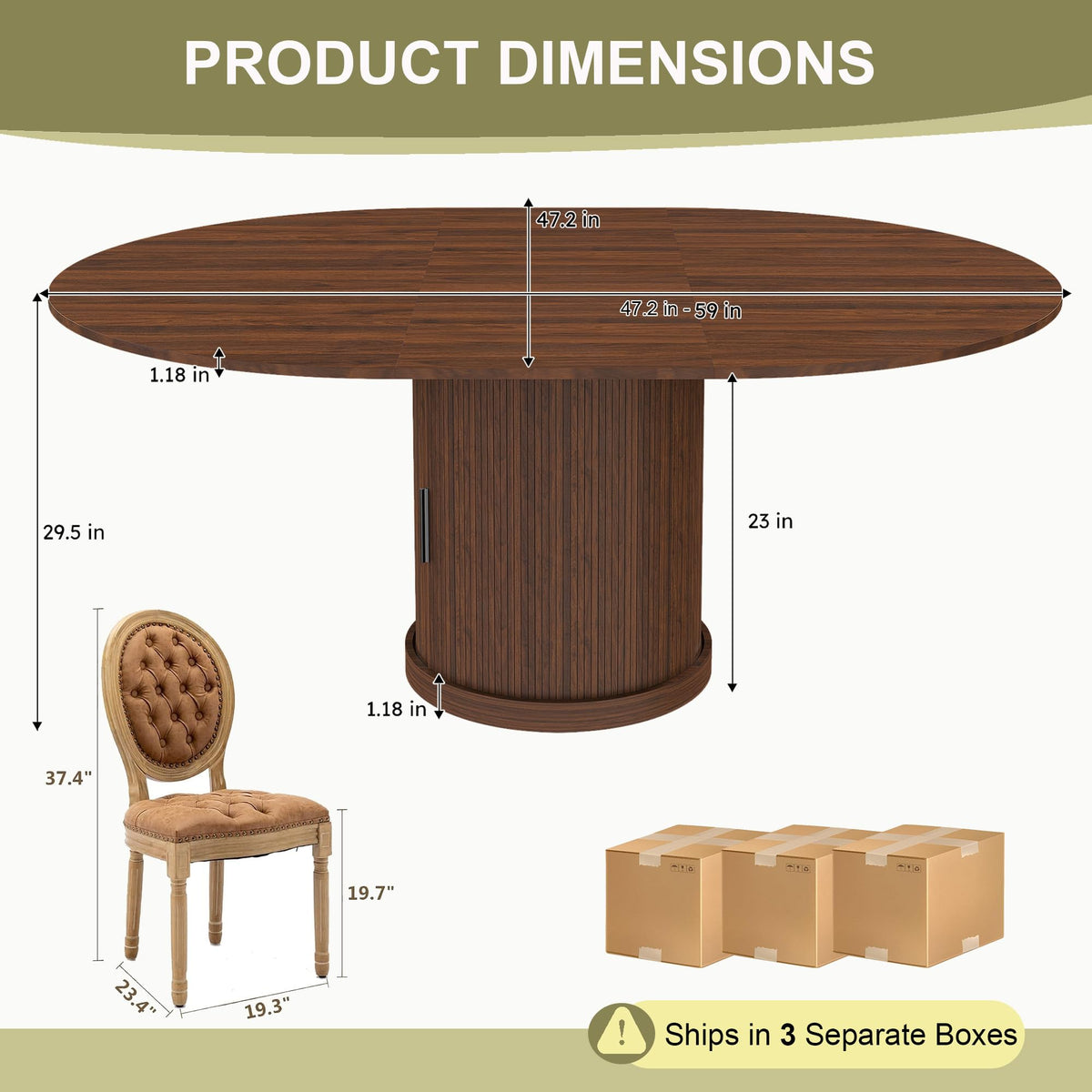 5-Piece Extendable Dining Set Walnut Table 4 PU Leather Chairs E117048
