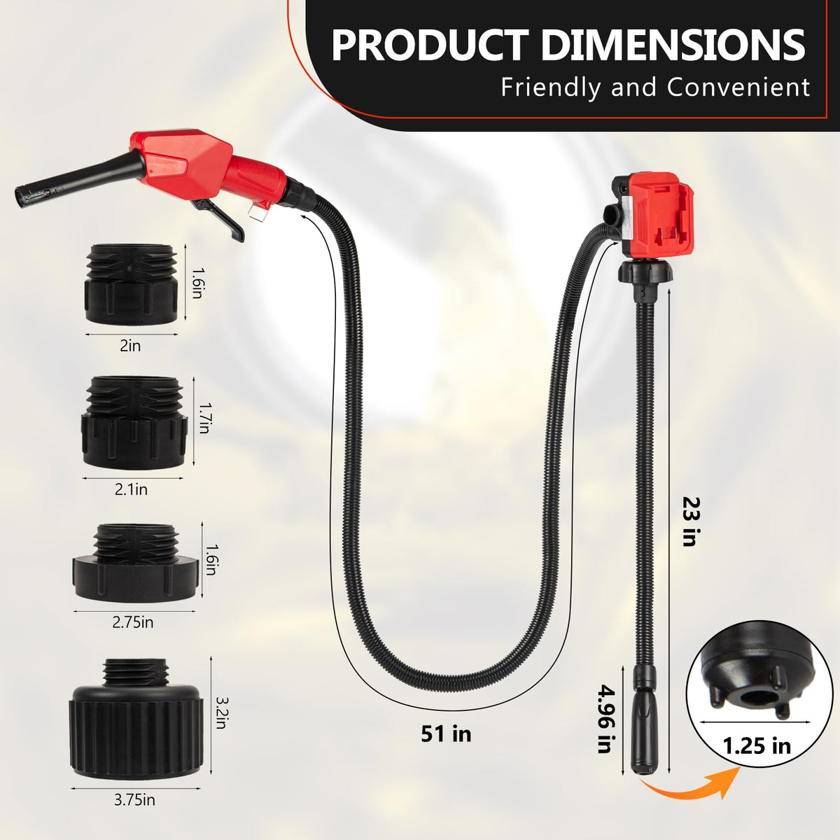 Cordless Gas Pump with Auto-Stop & Hand Nozzle, 51" Hose B26016