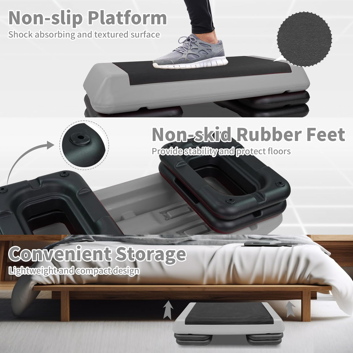 Adjustable Aerobic Stepper with 4 Risers Y10530
