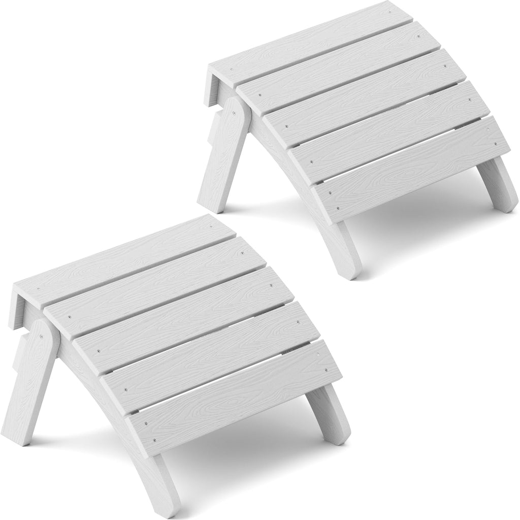 White Folding Adirondack Ottoman Set of 2 P41888