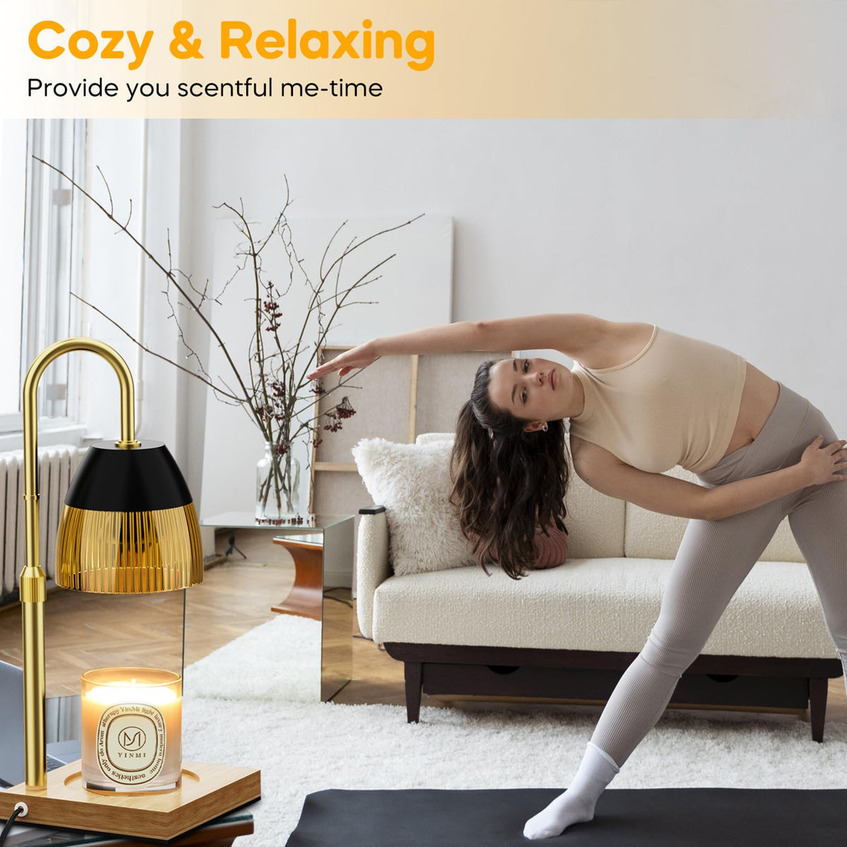 Candle Warmer Lamp with Timer Auto Off, Dimmable Height Adjustable Wax Melting Lamp F89329