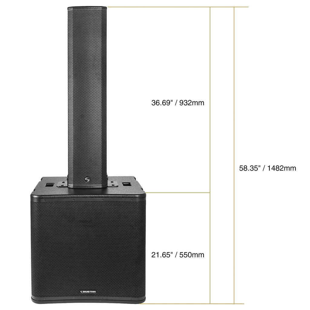 Powered Column Array Speaker System with 18" Subwoofer and Column Loudspeaker Y85471