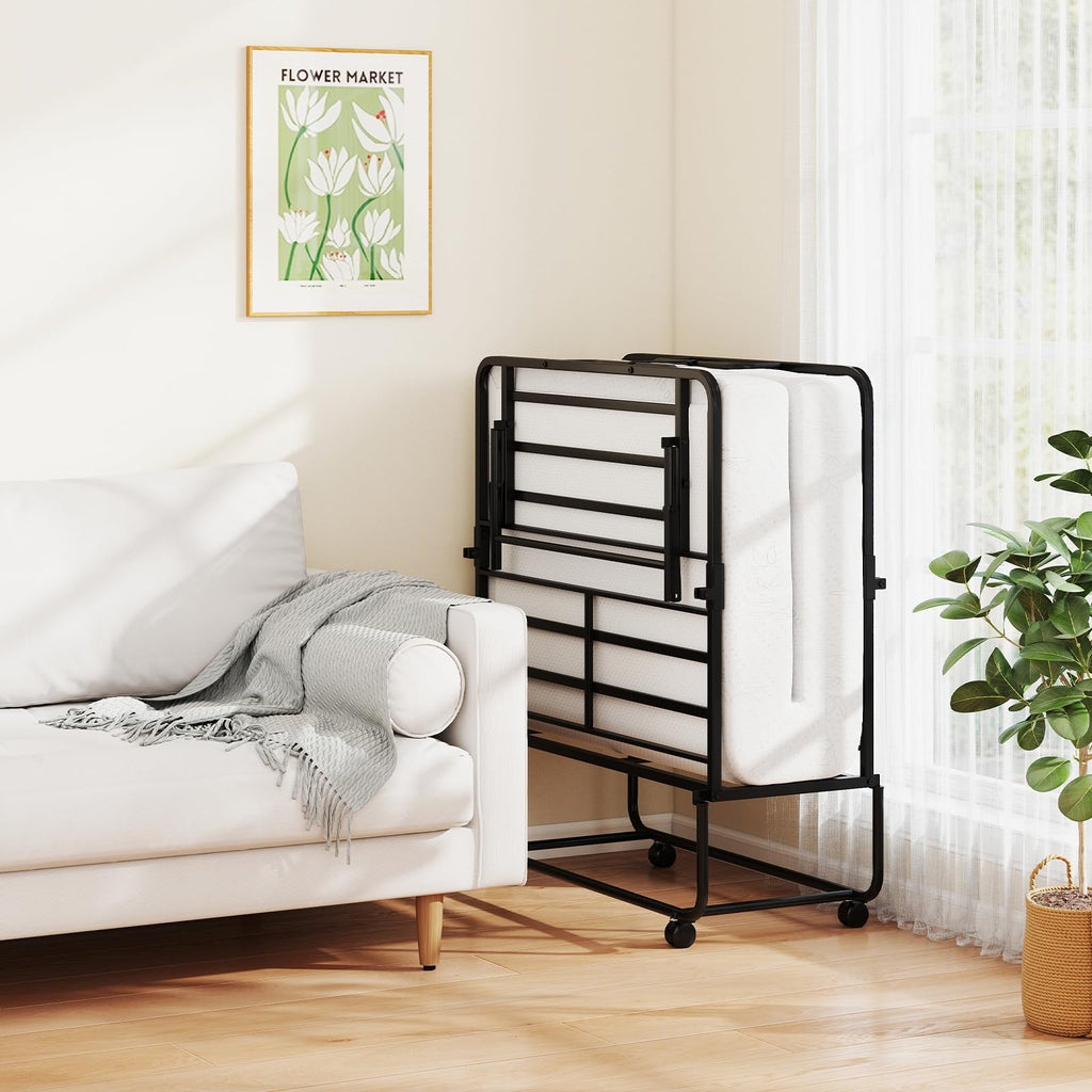 Twin Folding Bed with Memory Foam Mattress H157
