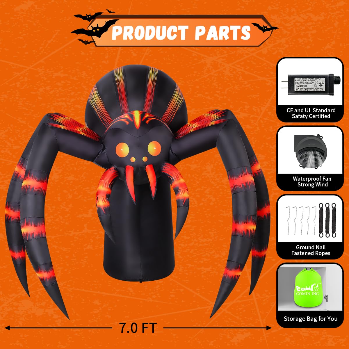 7FT Halloween Inflatables Yard Decor with LEDs U88059