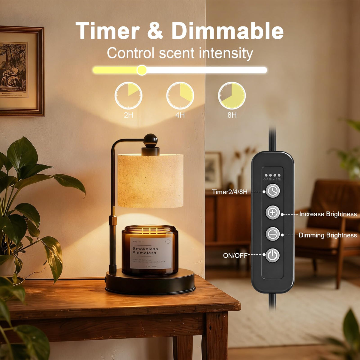 Black Dimmable Candle Warmer Lamp with Timer G96014