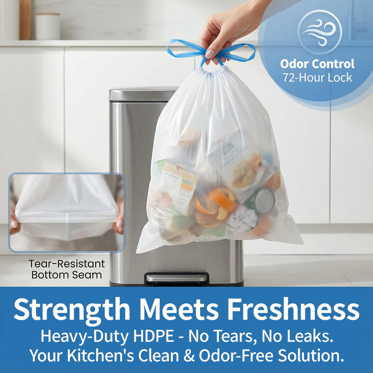 4 Gallon Drawstring Unscented Trash Bags 120 Count L5115