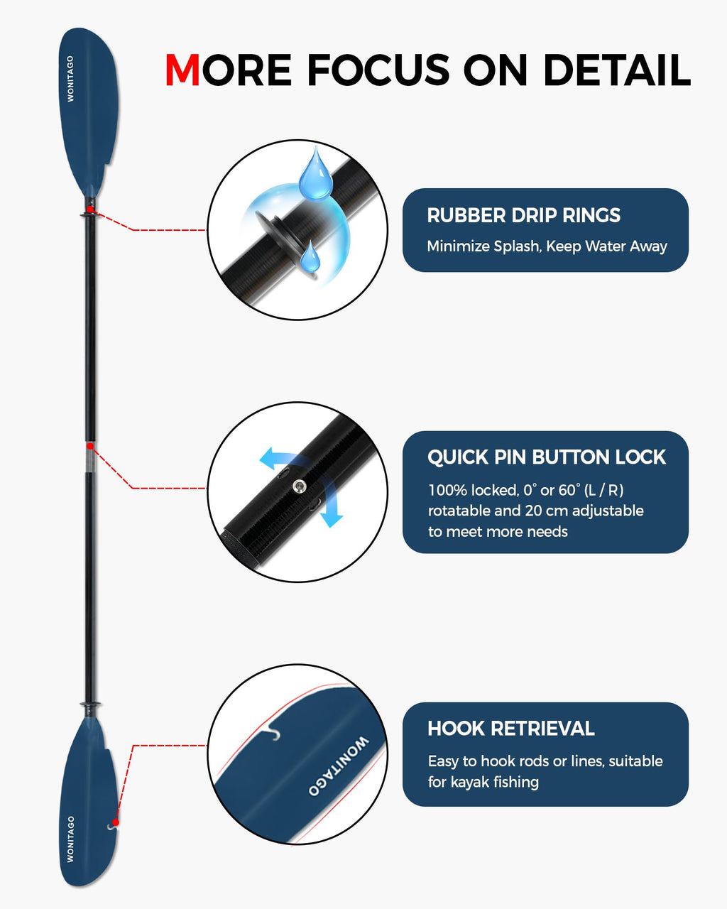Adjustable Fiberglass Kayak Paddle L6587