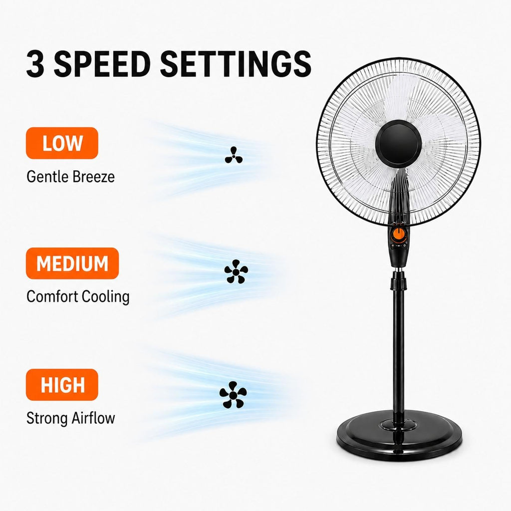 Rechargeable Pedestal Fan with Solar Panel Z388