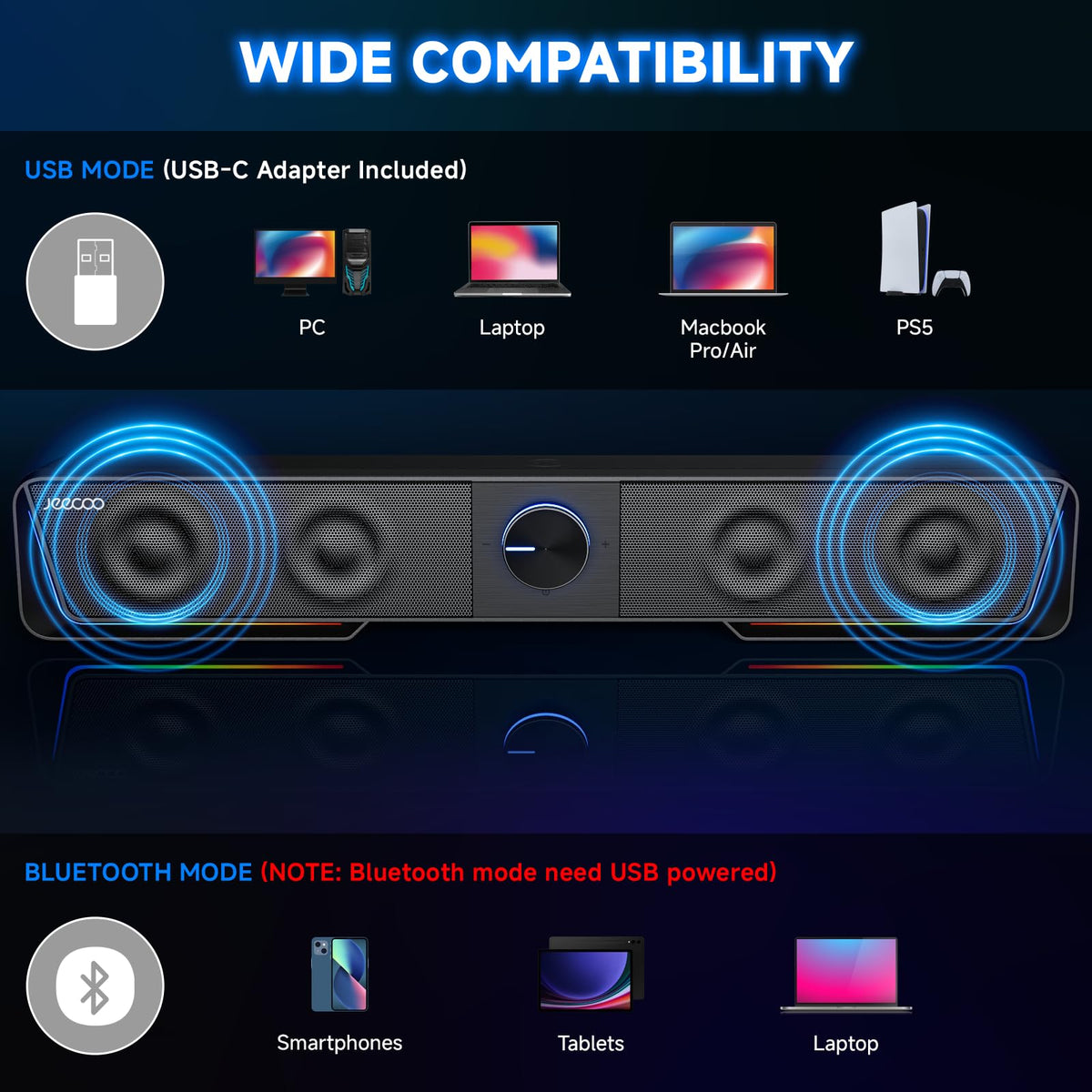 Bluetooth Computer Speakers with LED Light I267042