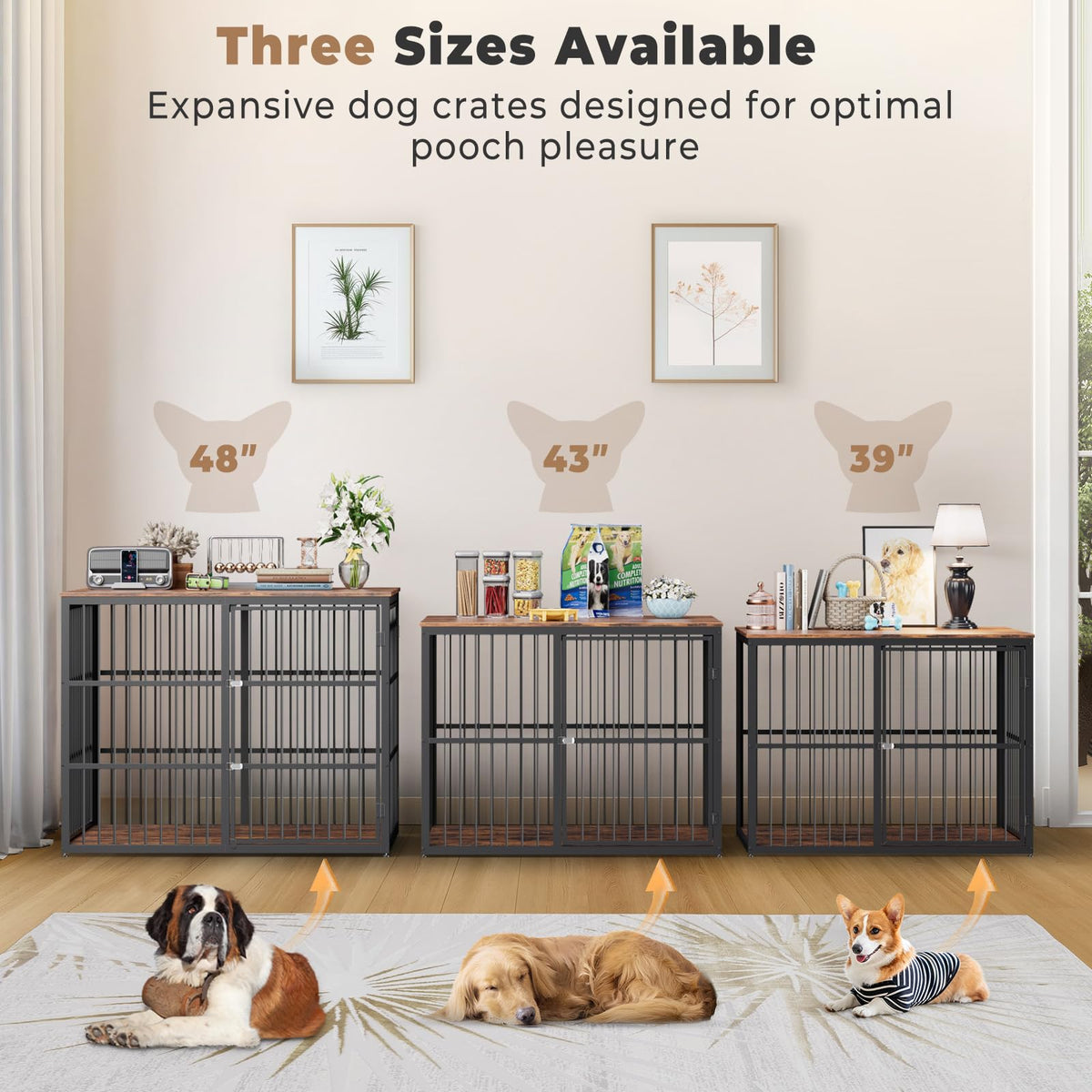 48'' XXL Dog Crate Furniture with 3 Doors U9095