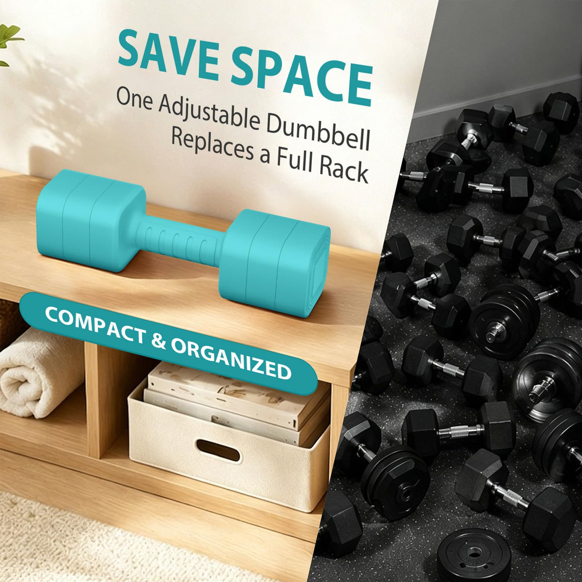 Adjustable Dumbbell Set of 2, 2.2-20LB Free Weights with Anti-slip Handle T7988