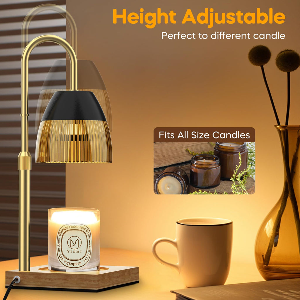 Candle Warmer Lamp with Timer Auto Off, Dimmable Height Adjustable Wax Melting Lamp F89329