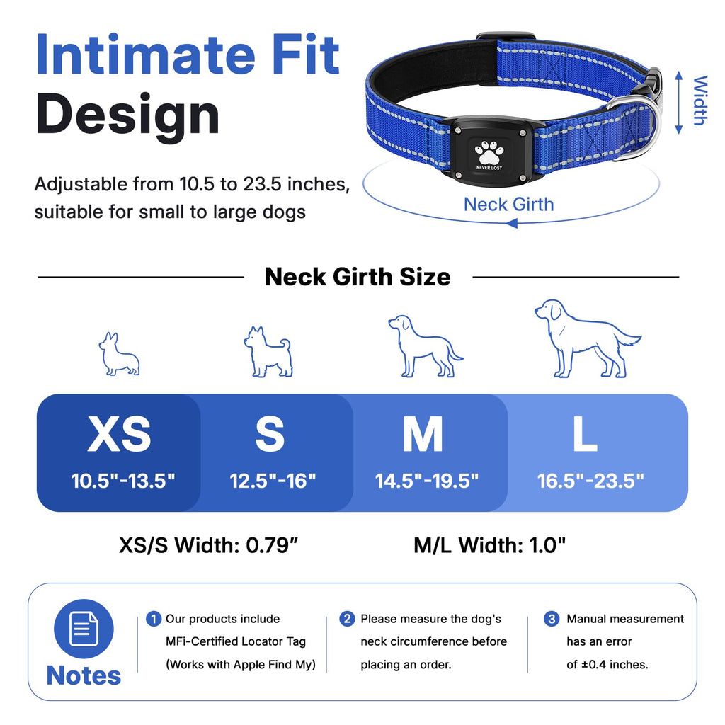 GPS Dog Collar with Tracker, Waterproof, Blue, L E5746