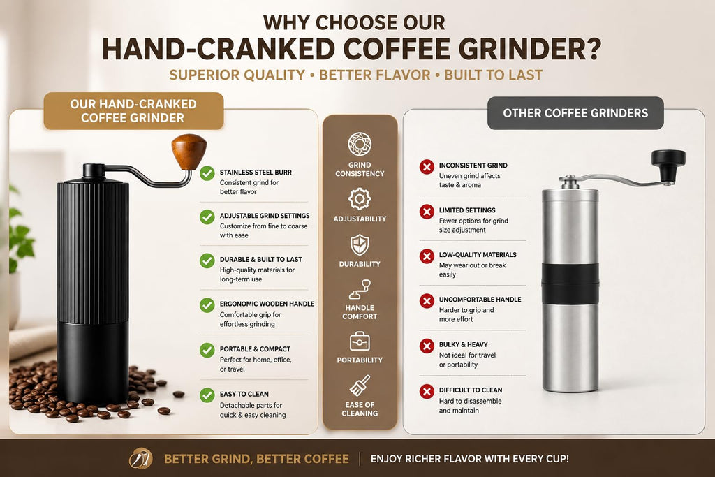 Manual Coffee Grinder with Strainer & Brush, Adjustable Stainless Steel Burr, 30g Hand Crank Coffee Mill, Aluminum Body & Walnut Handle X10700
