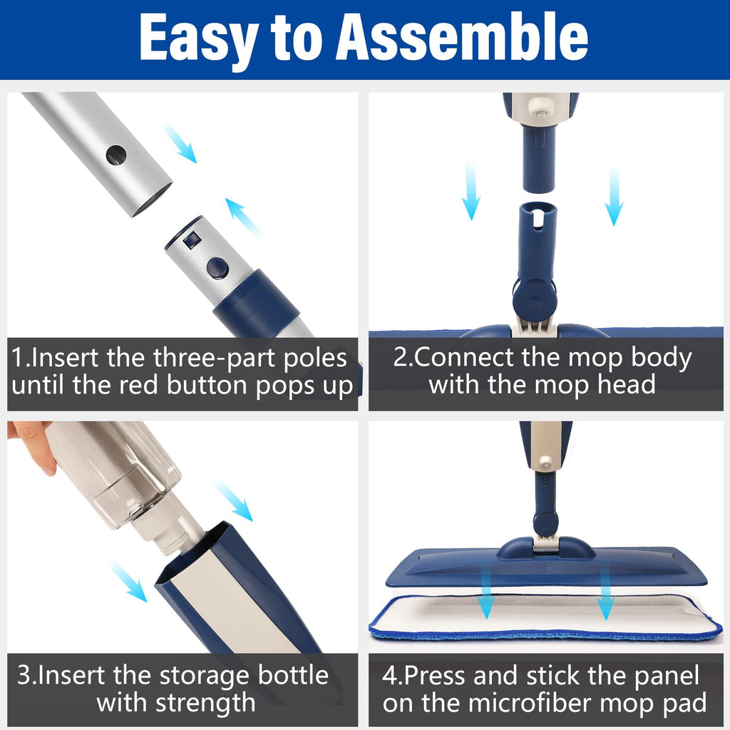 Wet Spray Mop with 14 oz Bottle & 3 Microfiber Pads Q279
