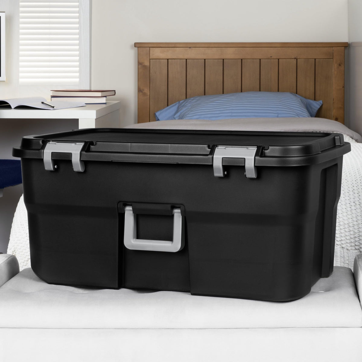 Black 22Gal Wheeled Lockable Storage Footlocker K105470