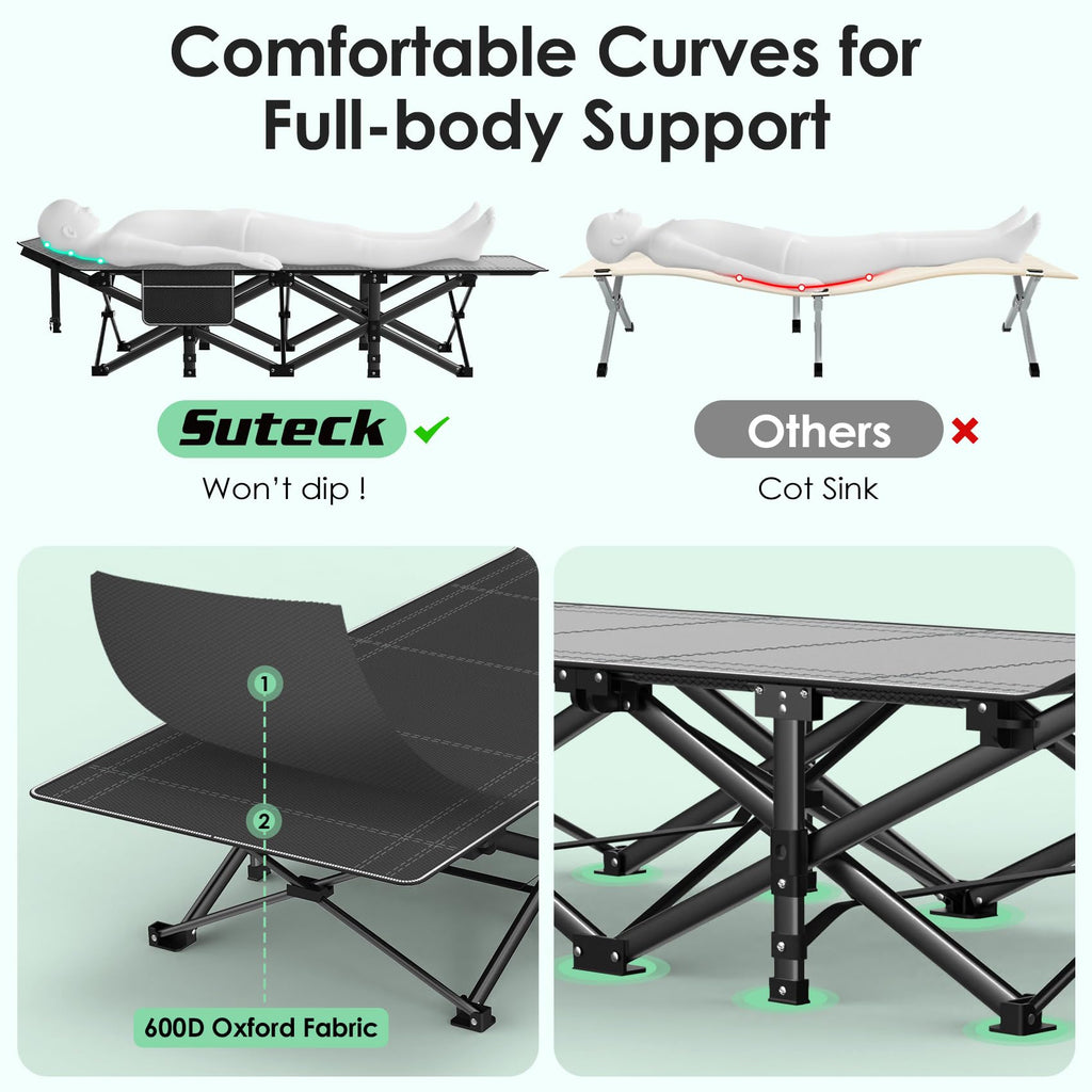 Folding Camp Cot with Cushion V585605