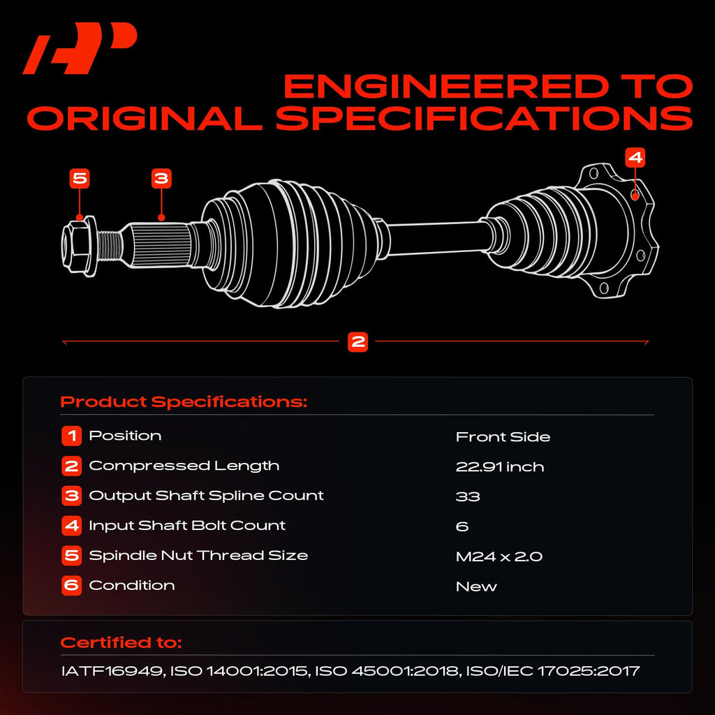 Front CV Axle Shaft Assembly H8169