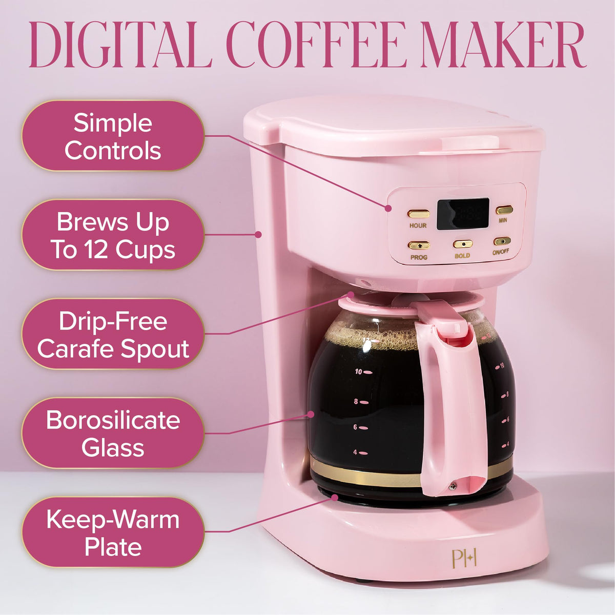 12-Cup Programmable Drip Coffee Maker with Glass Carafe U3279