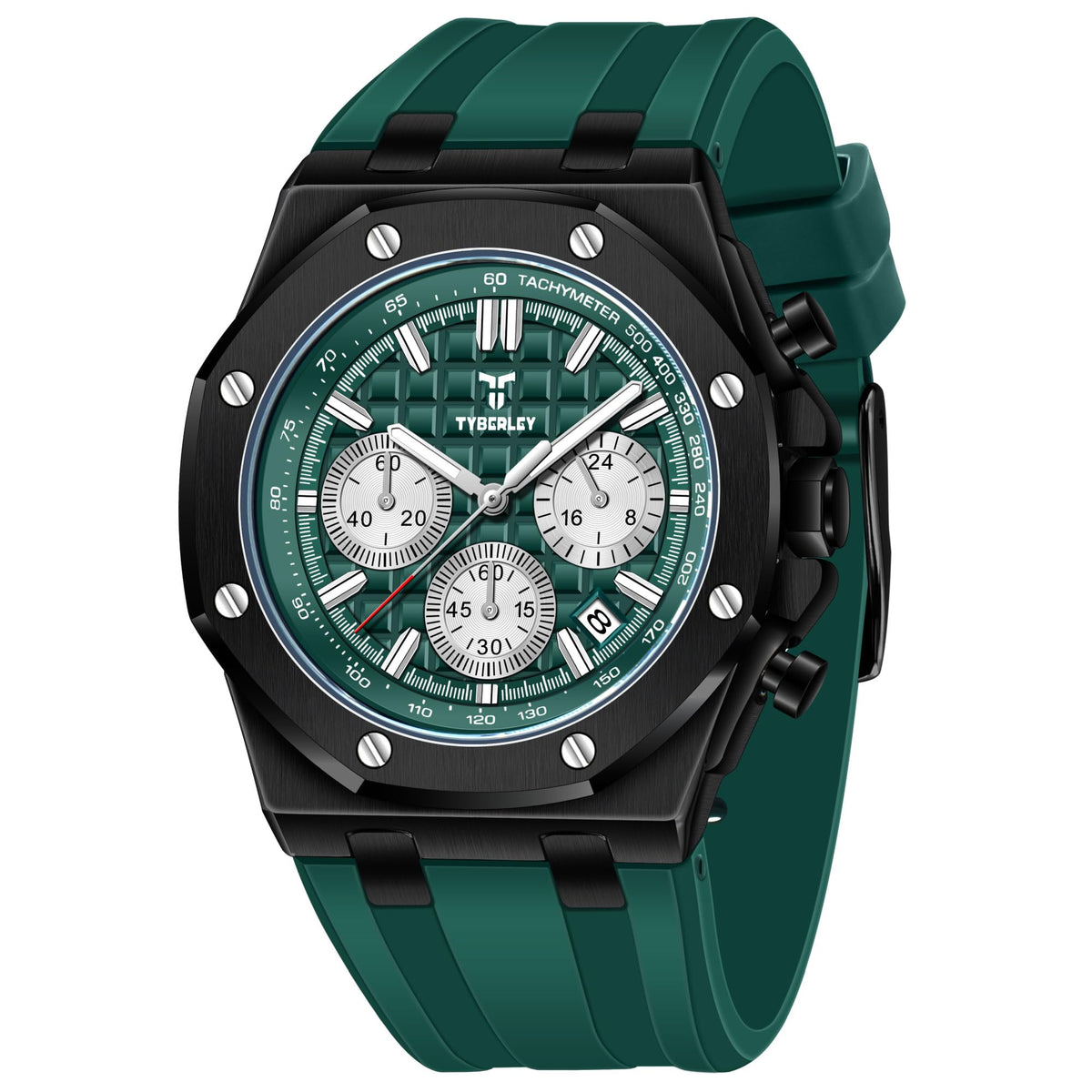 Men's Quartz Chronograph Watch 41MM Waterproof Rubber Strap Luminous U6429