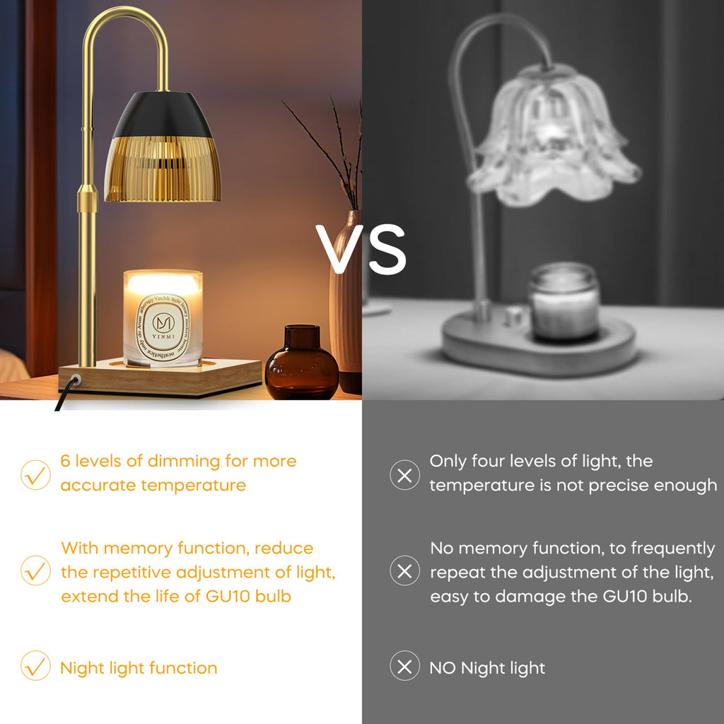 Candle Warmer Lamp with Timer Auto Off, Dimmable Height Adjustable Wax Melting Lamp F89329