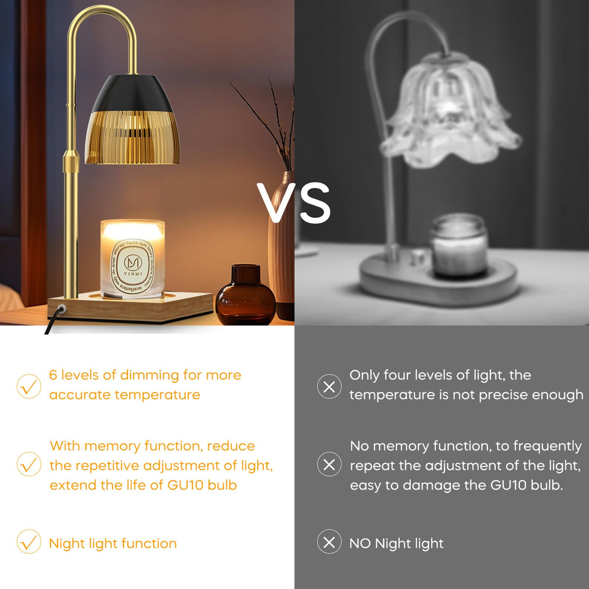 Candle Warmer Lamp with Timer Auto Off, Dimmable Height Adjustable Wax Melting Lamp F89329