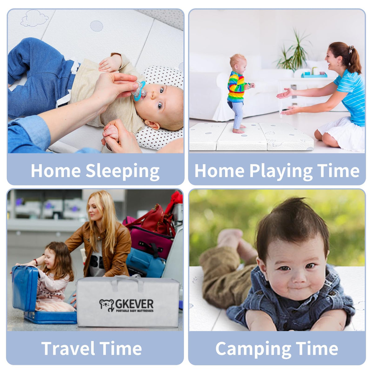 Tri-fold Pack and Play Mattress, 38x26 Dual Foam with Travel Bag W516726