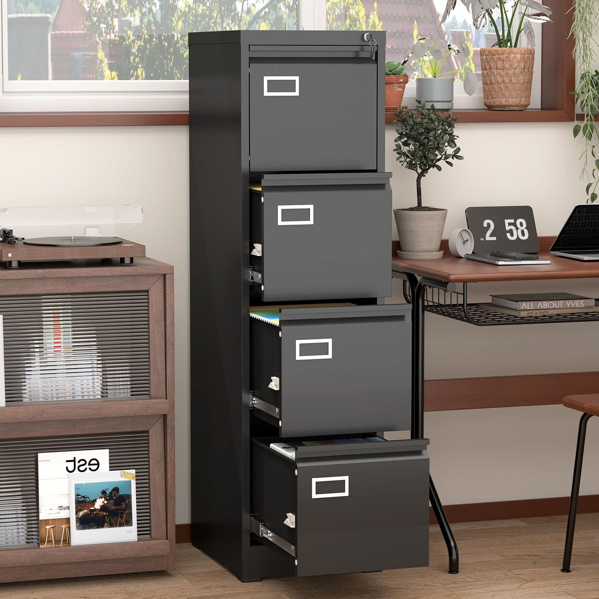 4 Drawer Metal File Cabinet with Lock K872074