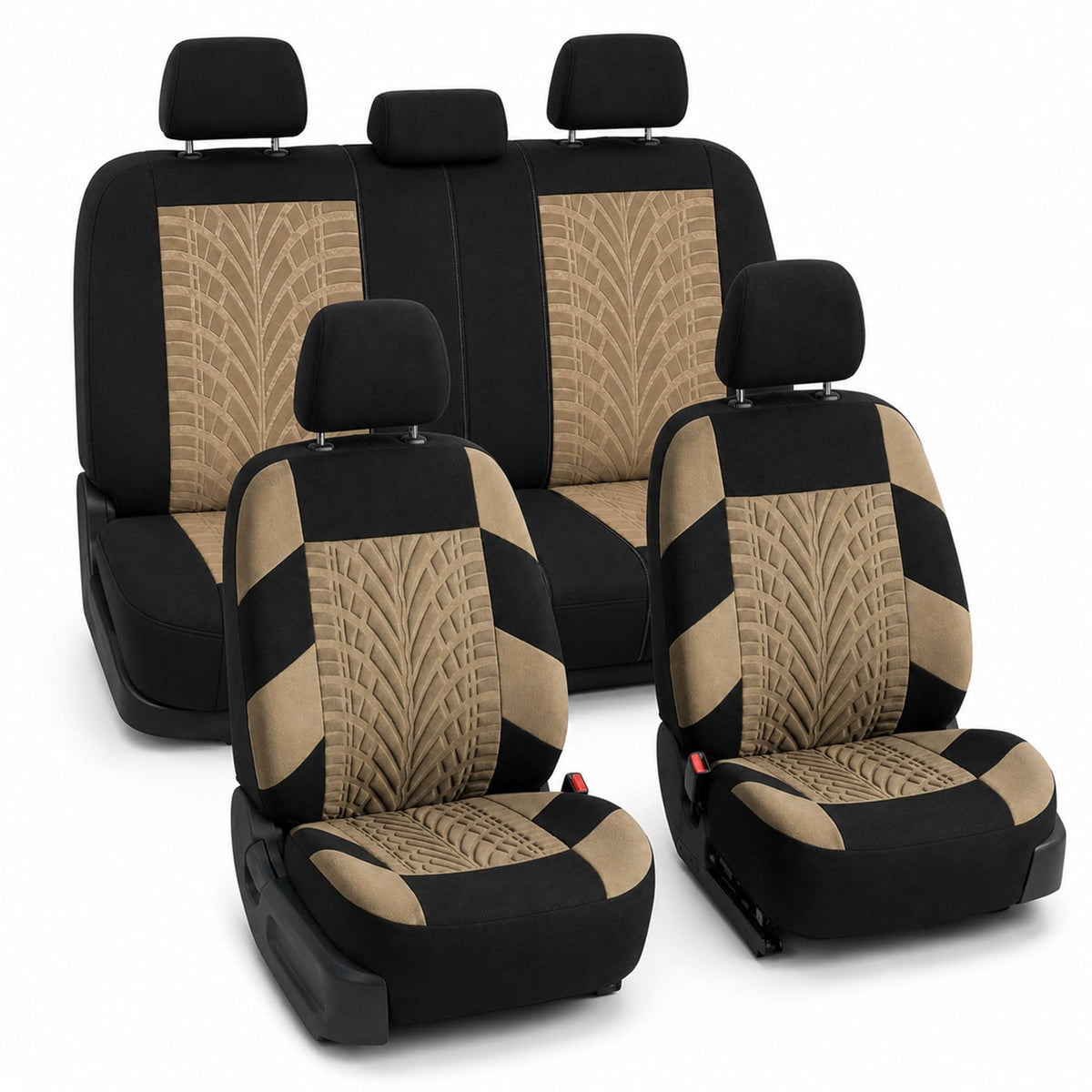 Beige Cloth Car Seat Covers Full Set T551