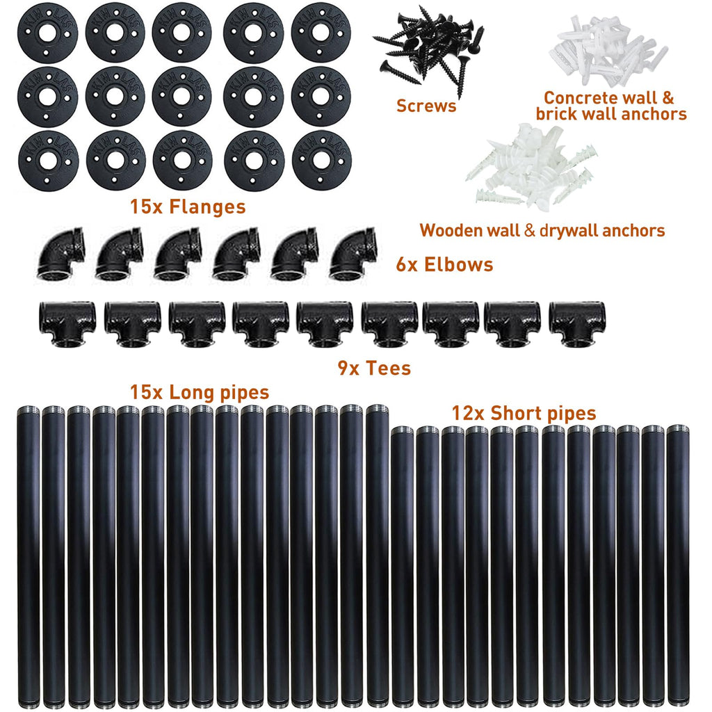 Industrial Iron Pipe 5-Tier Shelves Z80495