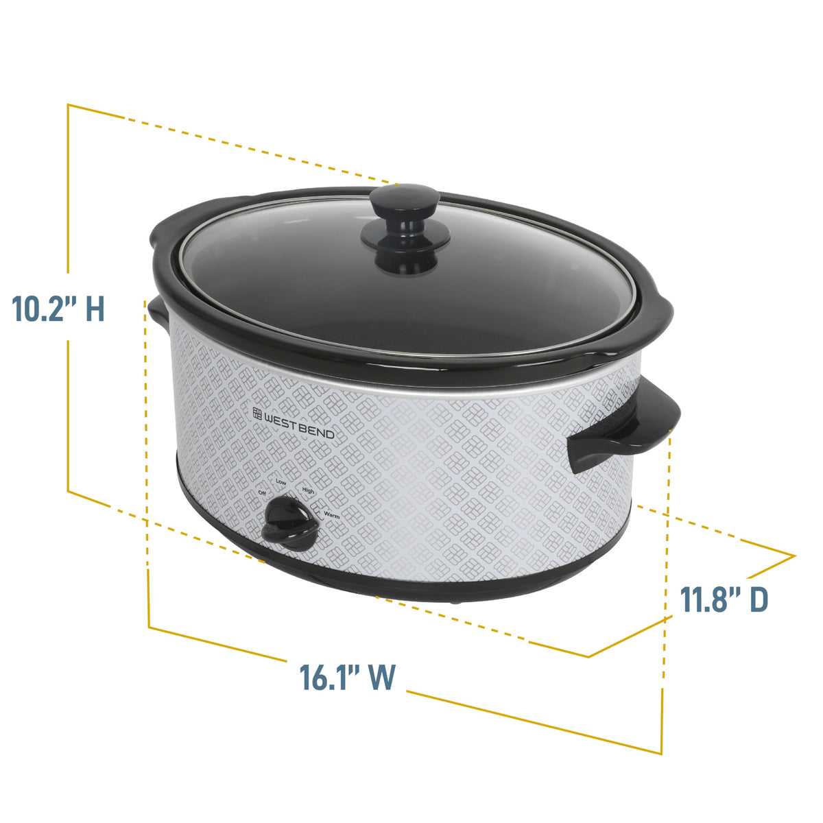 6-Quart Slow Cooker with Ceramic Crockpot and Glass Lid Q53907