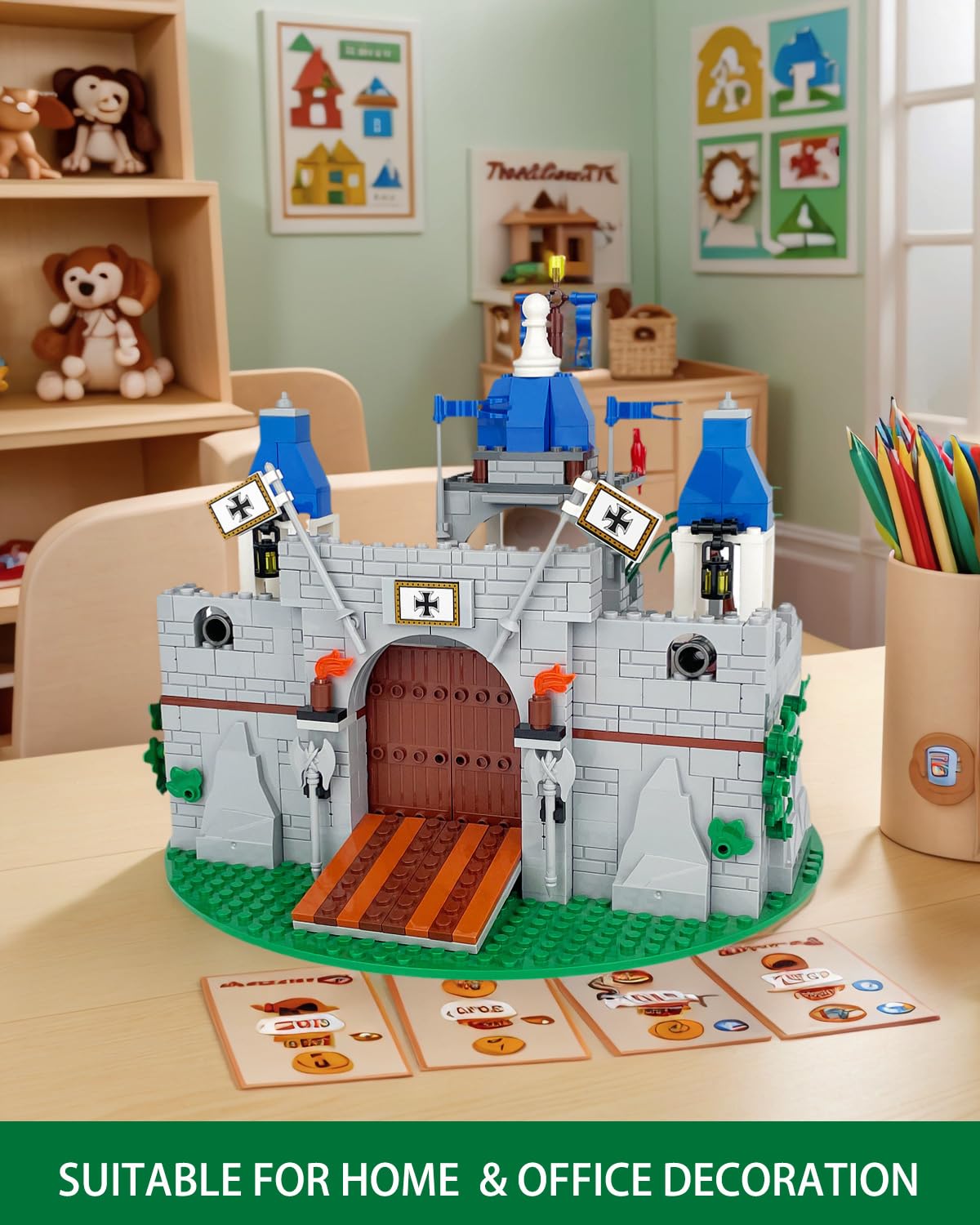 Medieval Knight Castle Building Blocks Set with 12 Knights Figures T2173