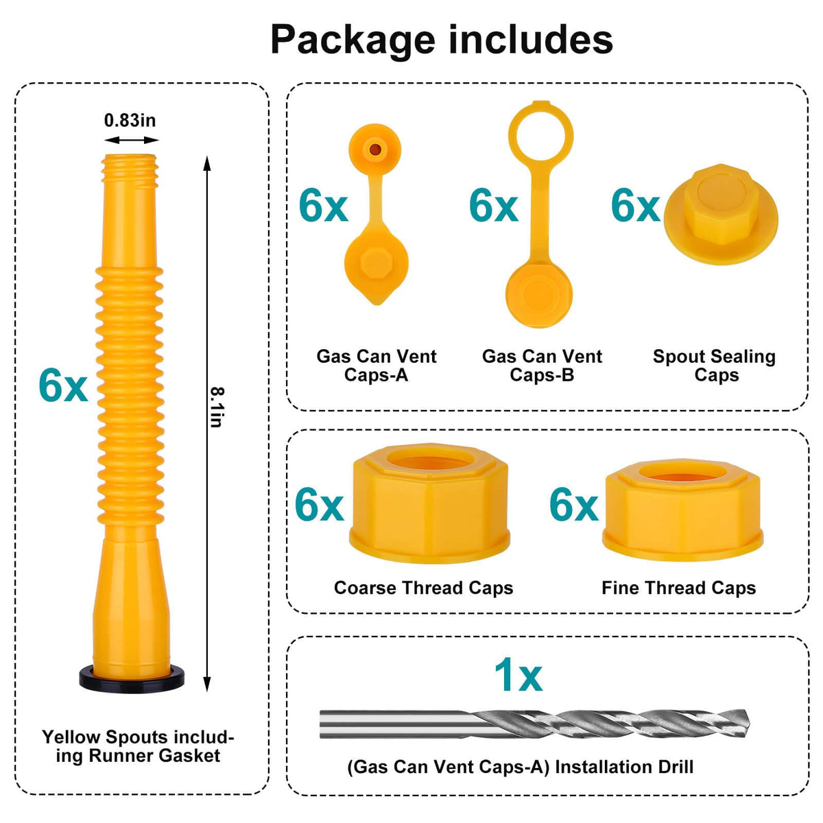 Gas Can Spout Replacement with 37 Accessories S30296