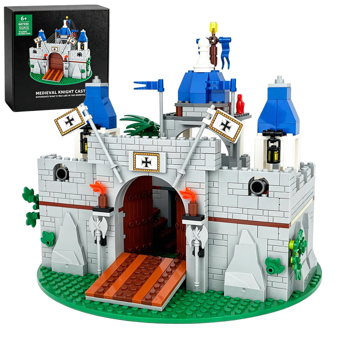 Medieval Knight Castle Building Blocks Set with 12 Knights Figures T2173