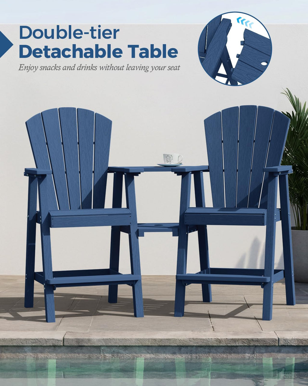 Navy Blue Adirondack Chairs Set of 2 B8501