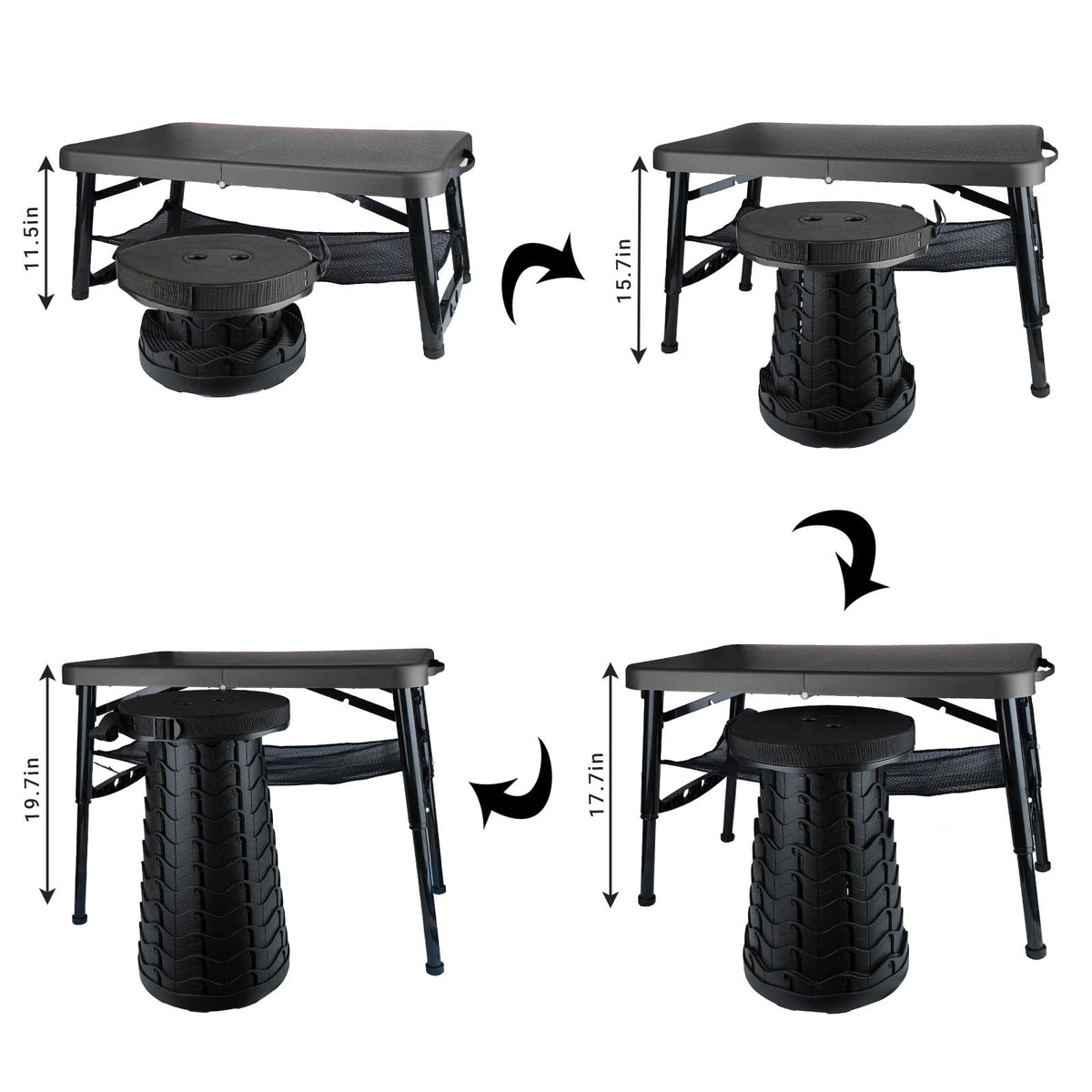 Black 4 Foot Folding Table and Stool A340892