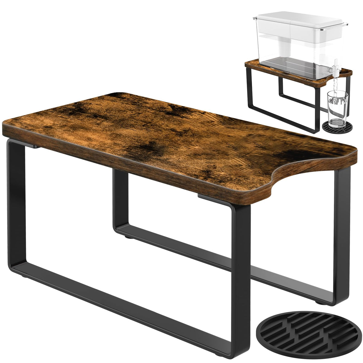 Wood Water Filter Dispenser Stand with Drip Tray F899