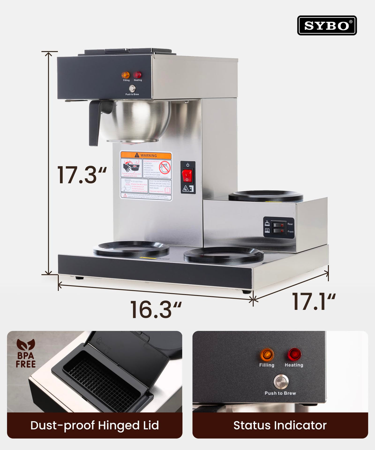 12-Cup Pour Over Coffee Maker with 3 Warmers V95577