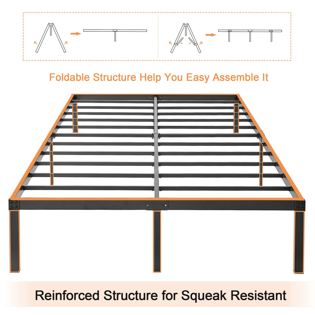 Queen Size Metal Platform Bed Frame E7004